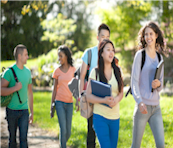 college kids walking